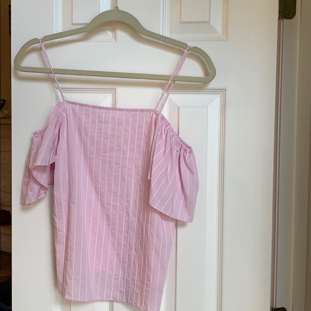 H&M Pink & White off the shoulder blouse